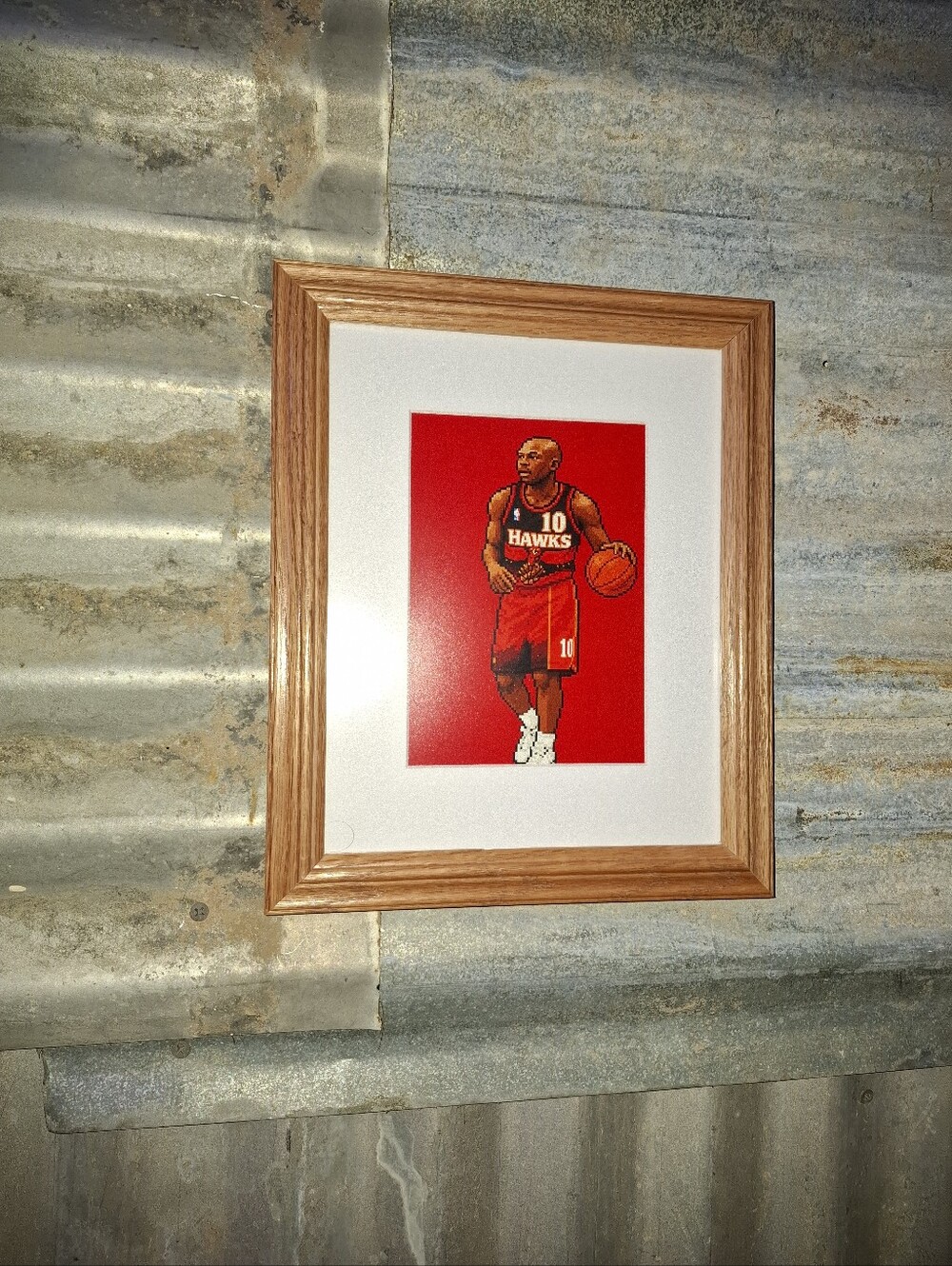 8 Bit Mookie Blaylock Retro NBA Atlanta Hawks Framed Art Print By Neon Nicho